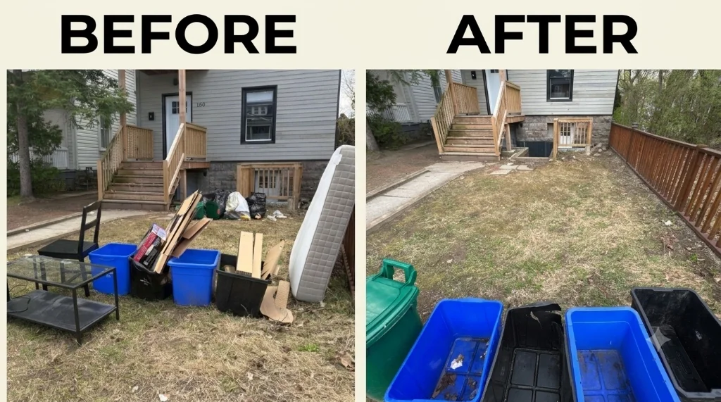 Before and After Yard Clean Up in Ottawa